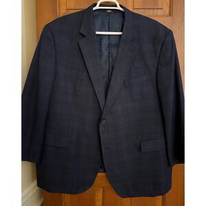 Oak Hill Sport Coat Mens 3XL(54-56) Blue Plaid 2-Button Blazer Jacket Business